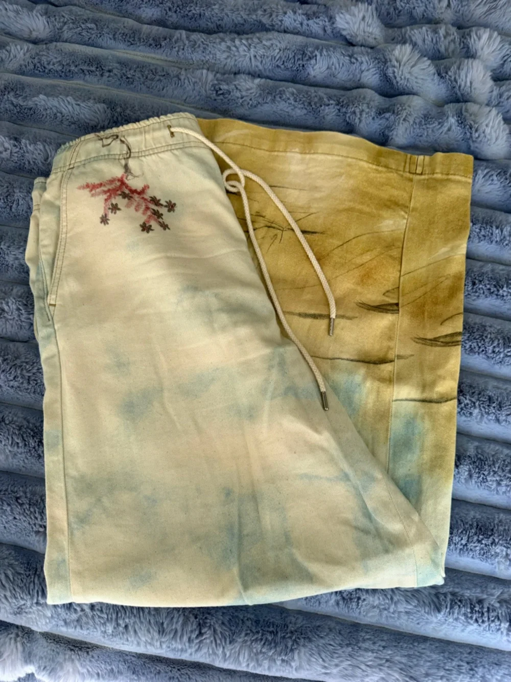 Anthropologie Wide-Leg Drawstring Pants in Yellow Pattern - Picture 5 of 6